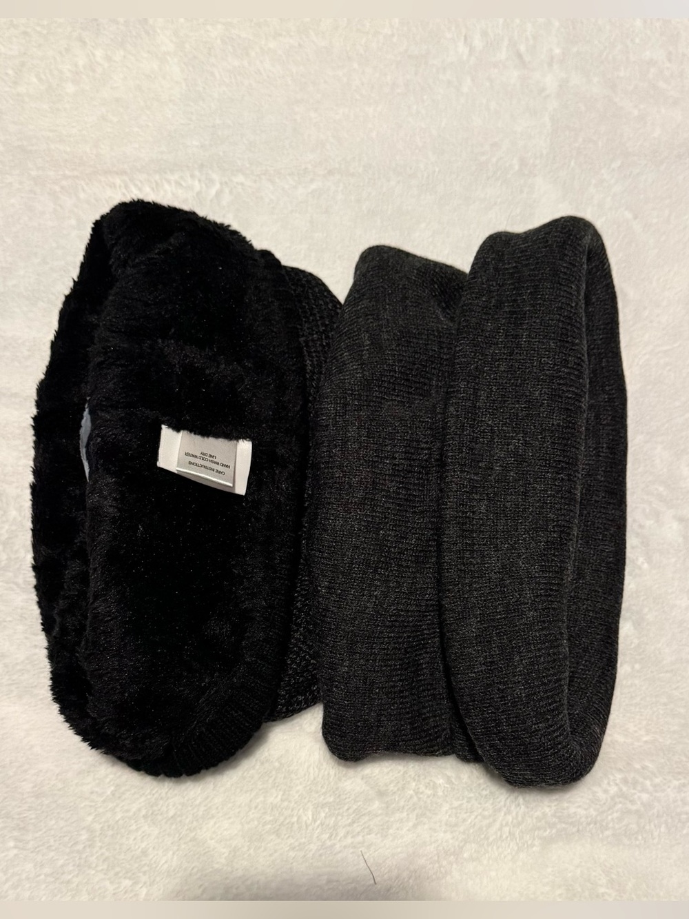 Dockers Set Of Two, Black and Dark Gray Reversible Knit Beanie - Picture 4 of 5
